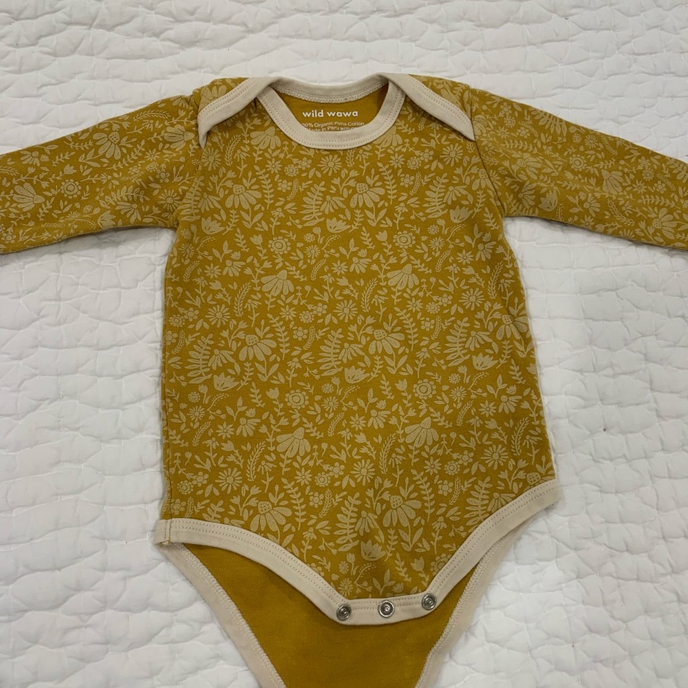 Wild Wawa mustard onesie